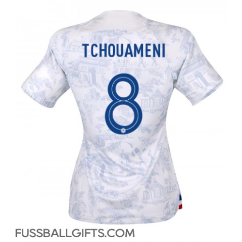 Frankreich Aurelien Tchouameni #8 Fußballbekleidung Auswärtstrikot Damen WM 2022 Kurzarm